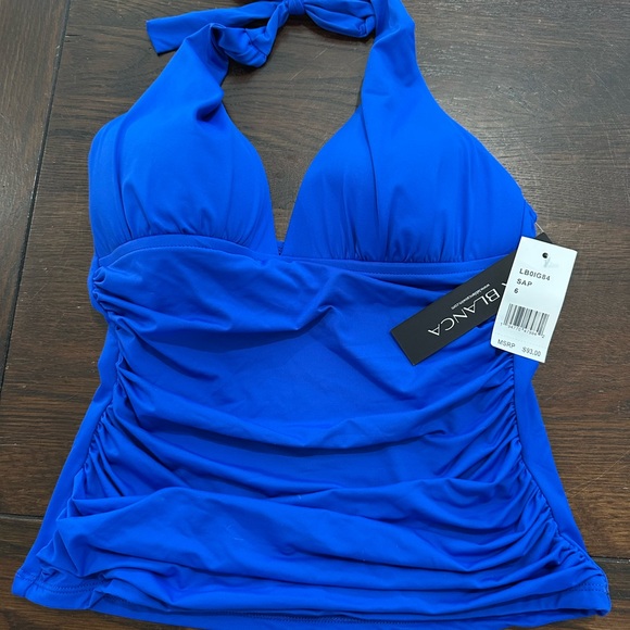 Lablanca Island Goddess Women's Blue Halter Swim Top - Picture 2 of 3